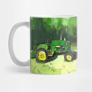 Antique “Green” tractor with mower attached Mug